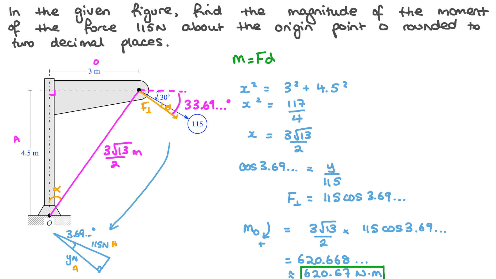 Question Video Moment of a Force about a Point in 2D Nagwa