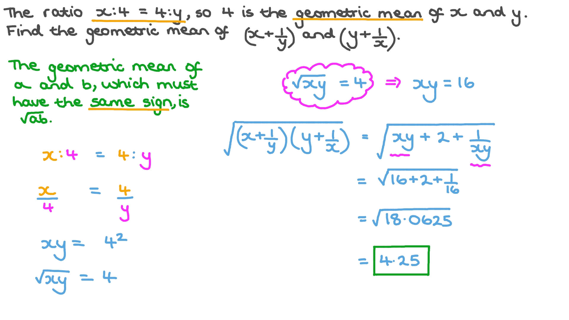 Question Video Finding the Geometric Mean Nagwa