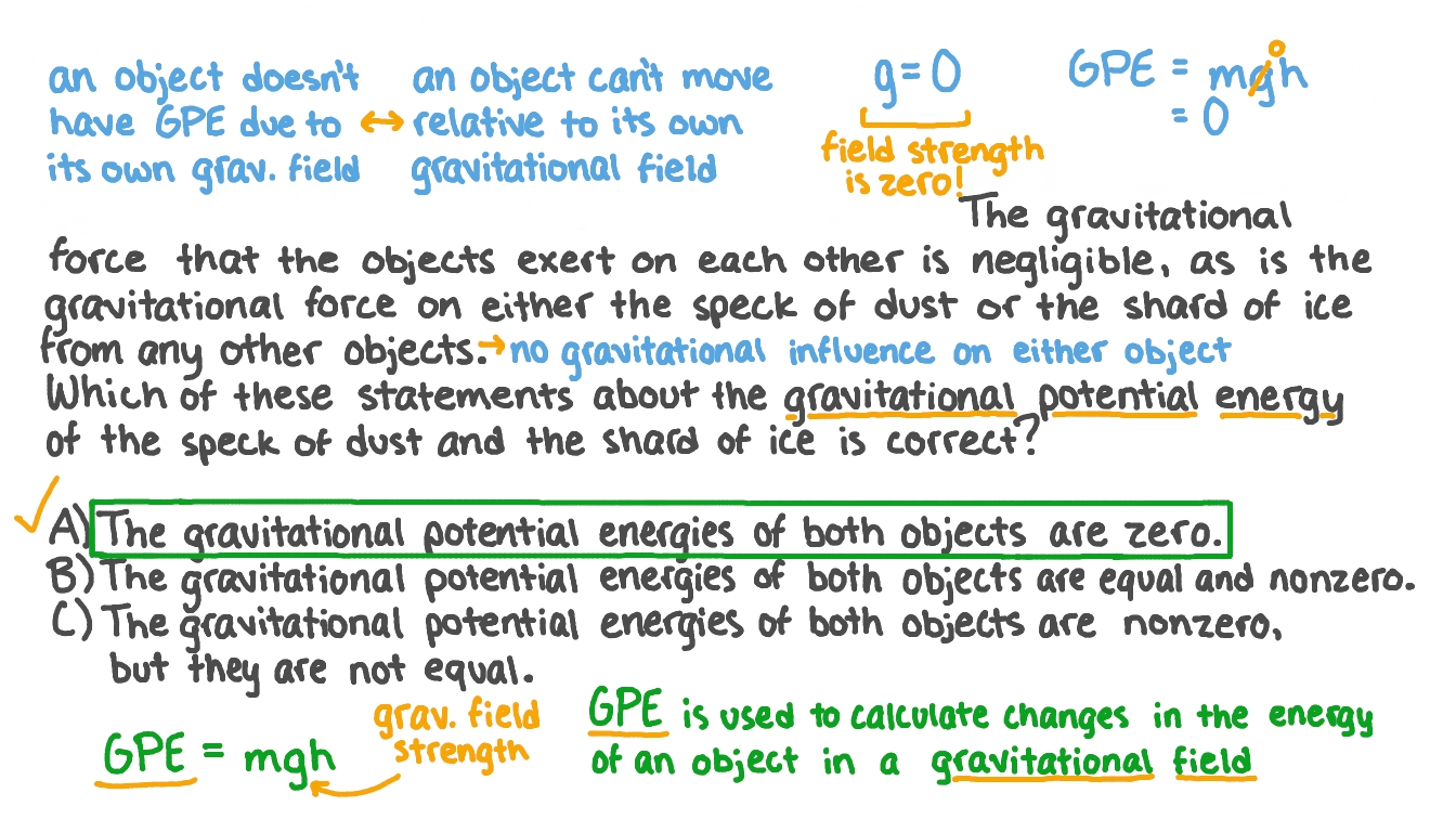 Question Video Describing the Gravitational Potential Energies of