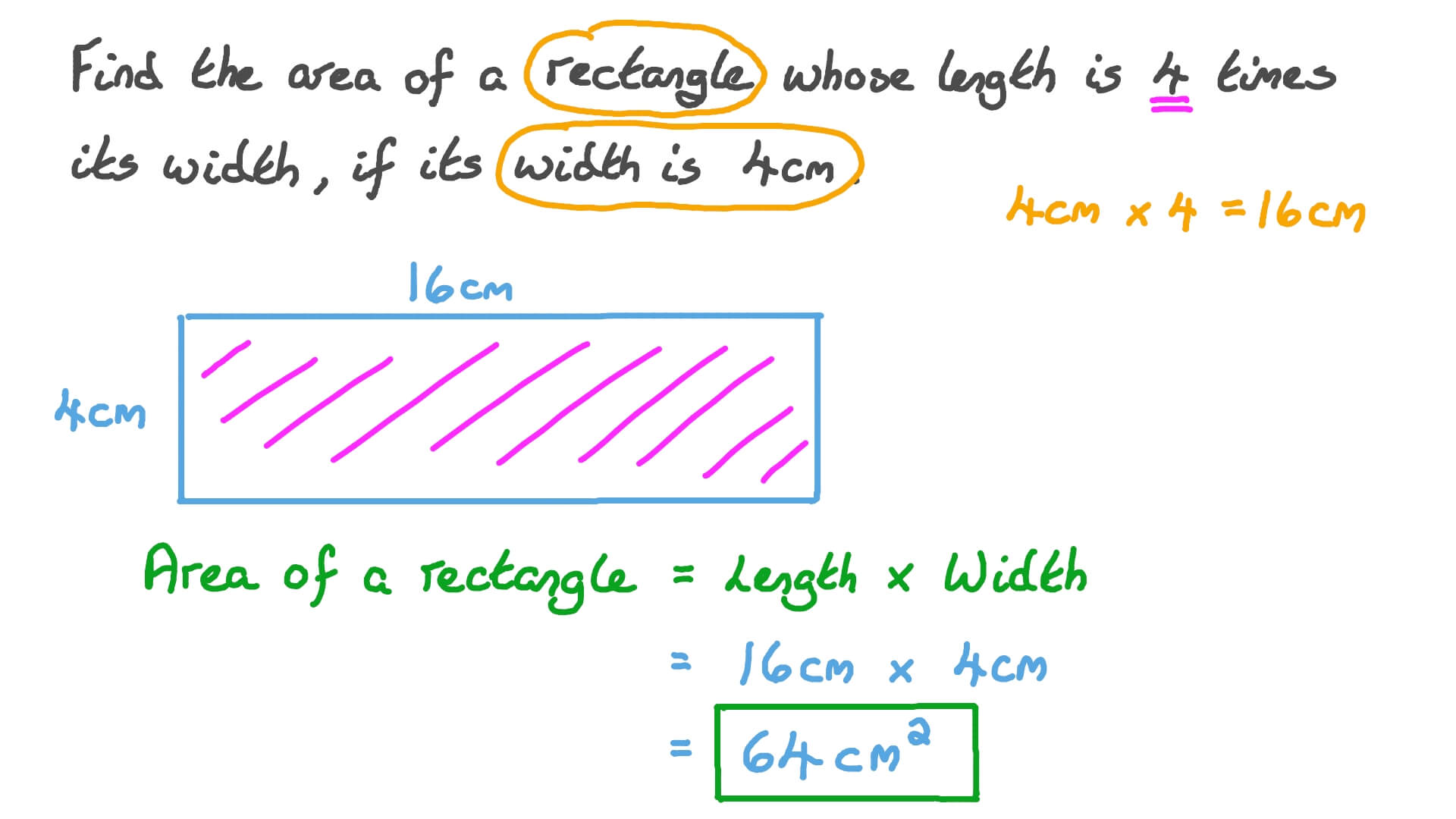 Question Video Finding the Area of a Rectangle given the Ratio between