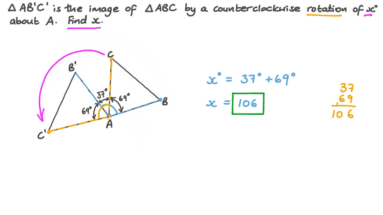 Question Video Finding the Measure of the Angle of Rotation Nagwa