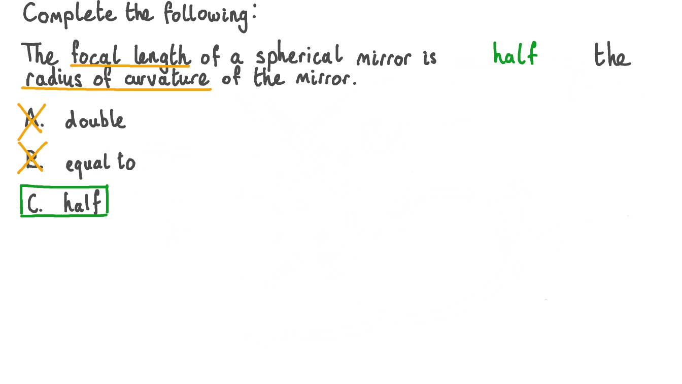 Question Video Defining the Focal Length of a Spherical Mirror Nagwa