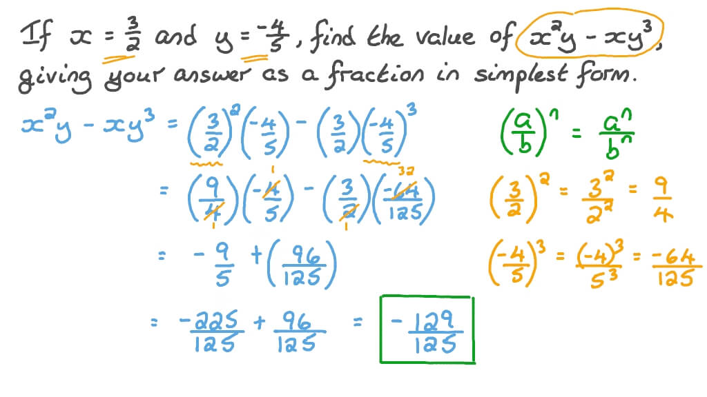 Question Video Evaluating an Algebraic Expression Using Powers Nagwa