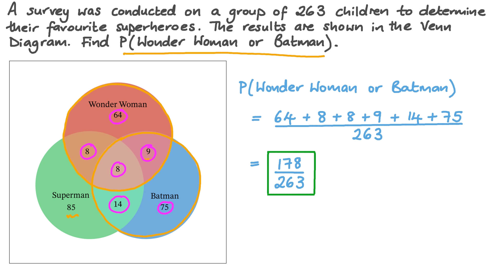 Question Video: Using Venn Diagram to Determine the Union of Two Events