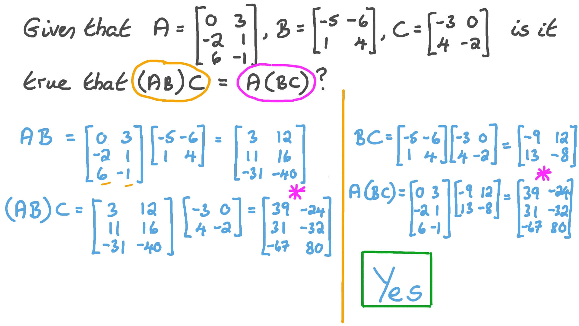 Question Video Multiplication of Three Given Matrices Nagwa