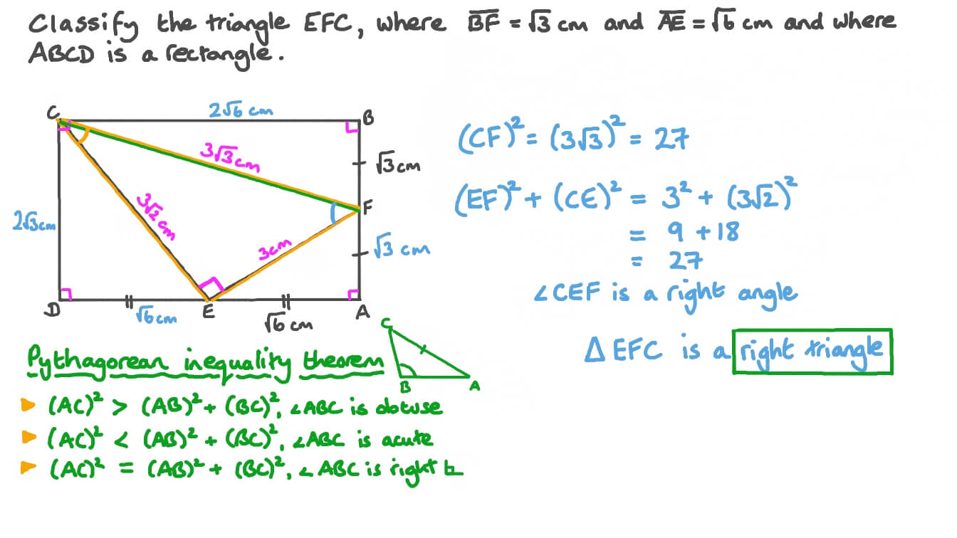 Question Video Determining Whether a Triangle is Obtuse or Acute or a