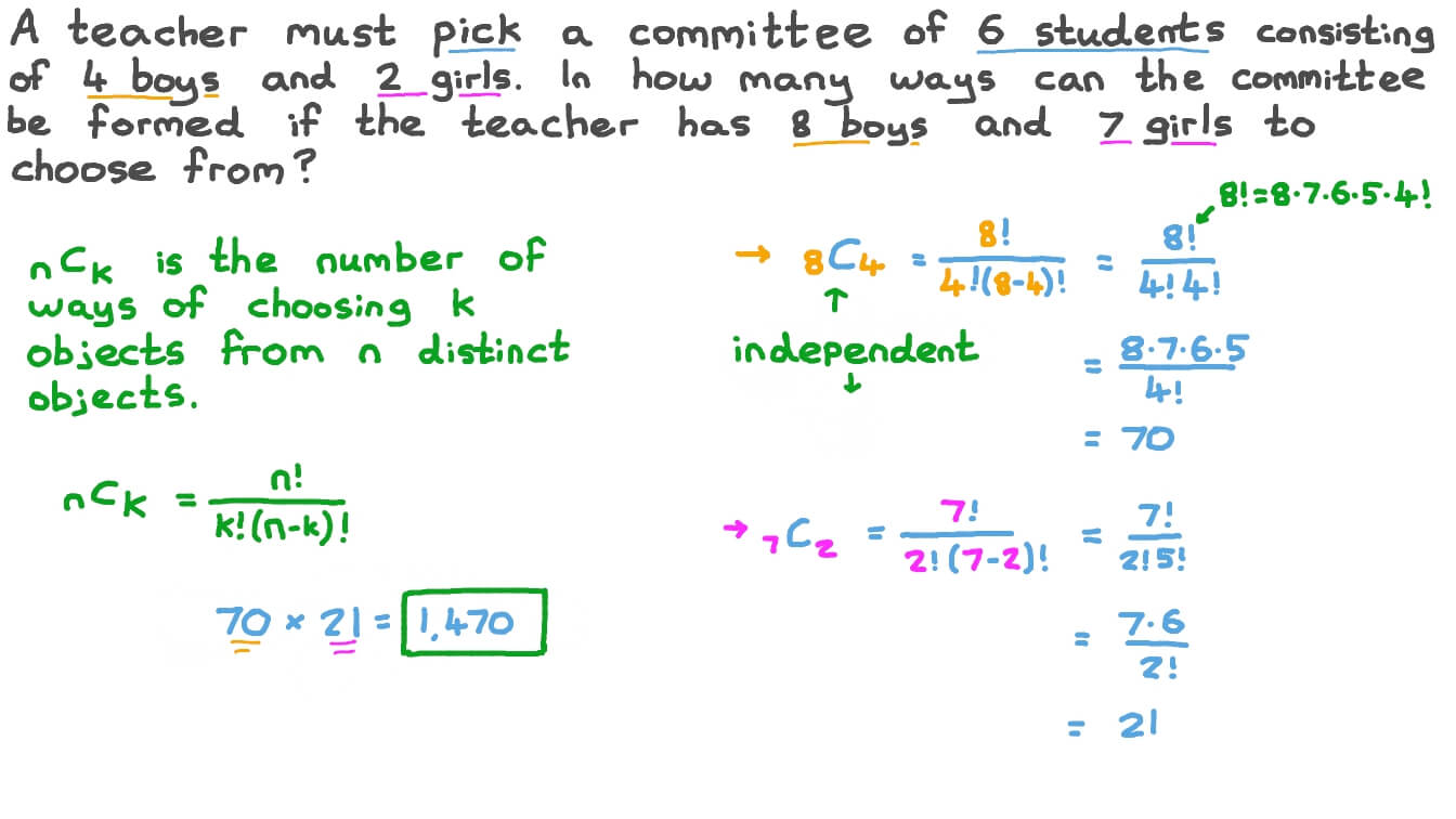 Question Video Applications of the Counting Principle (Product Rule) And Combinations Nagwa