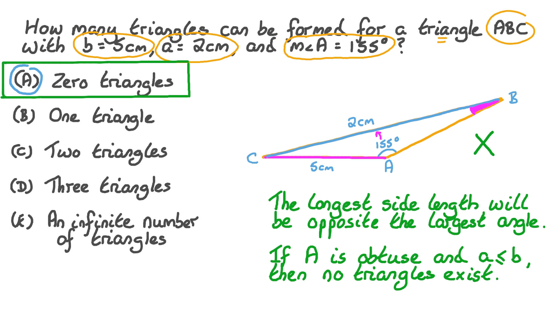 Question Video Using the Law of Sines to Calculate the Number of