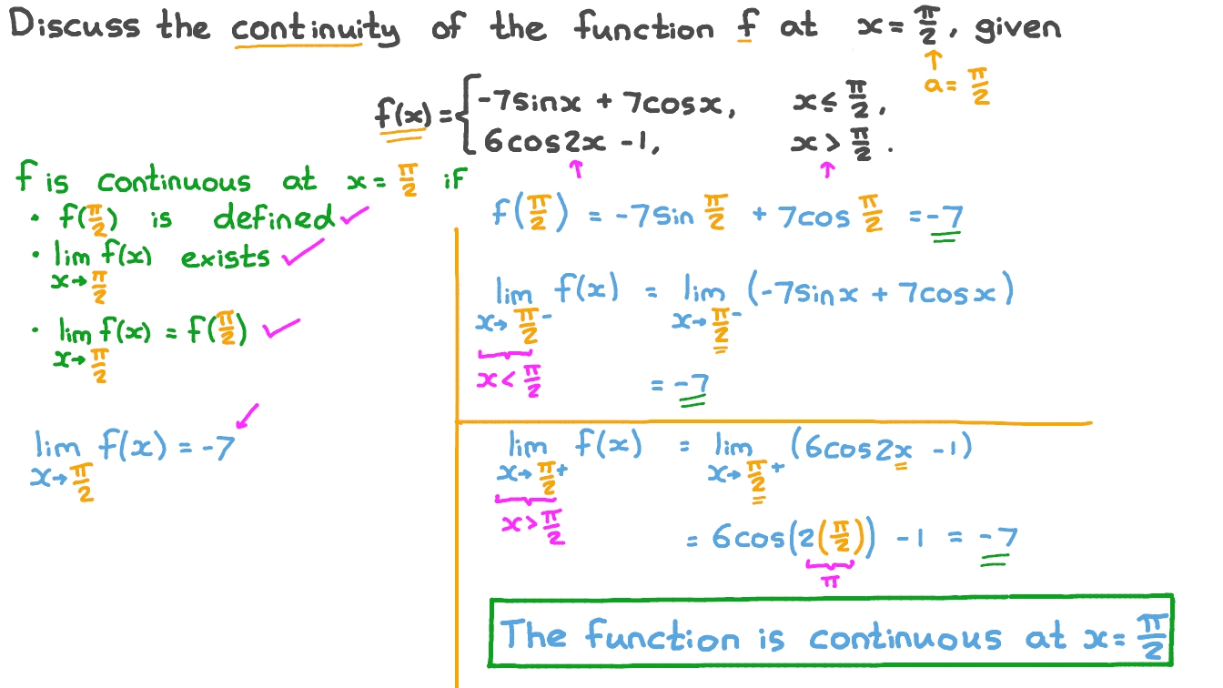 Question Video Discussing the Continuity of a PiecewiseDefined