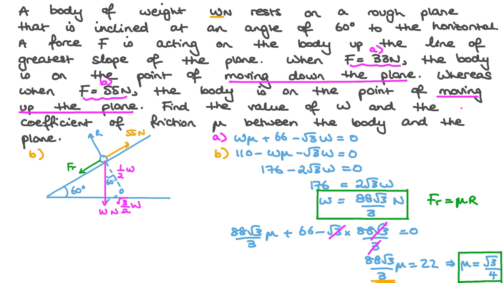 Question Video Analysis of a Body in Equilibrium on a Rough Inclined Plane Question Video Analysis of a Body in Equilibrium on a Rough Inclined Plane