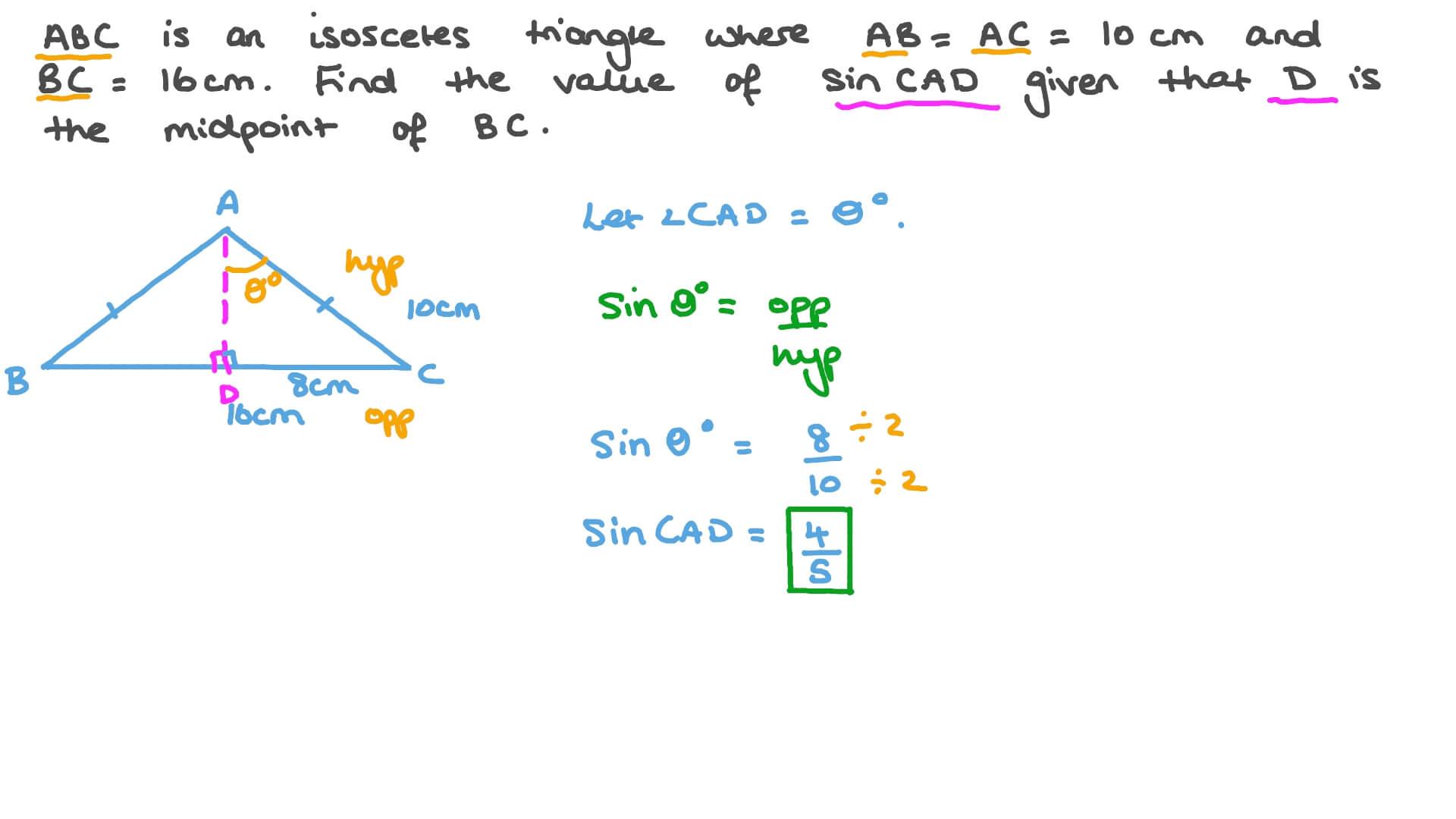 Question Video Using RightAngled Triangle Trigonometry to Solve