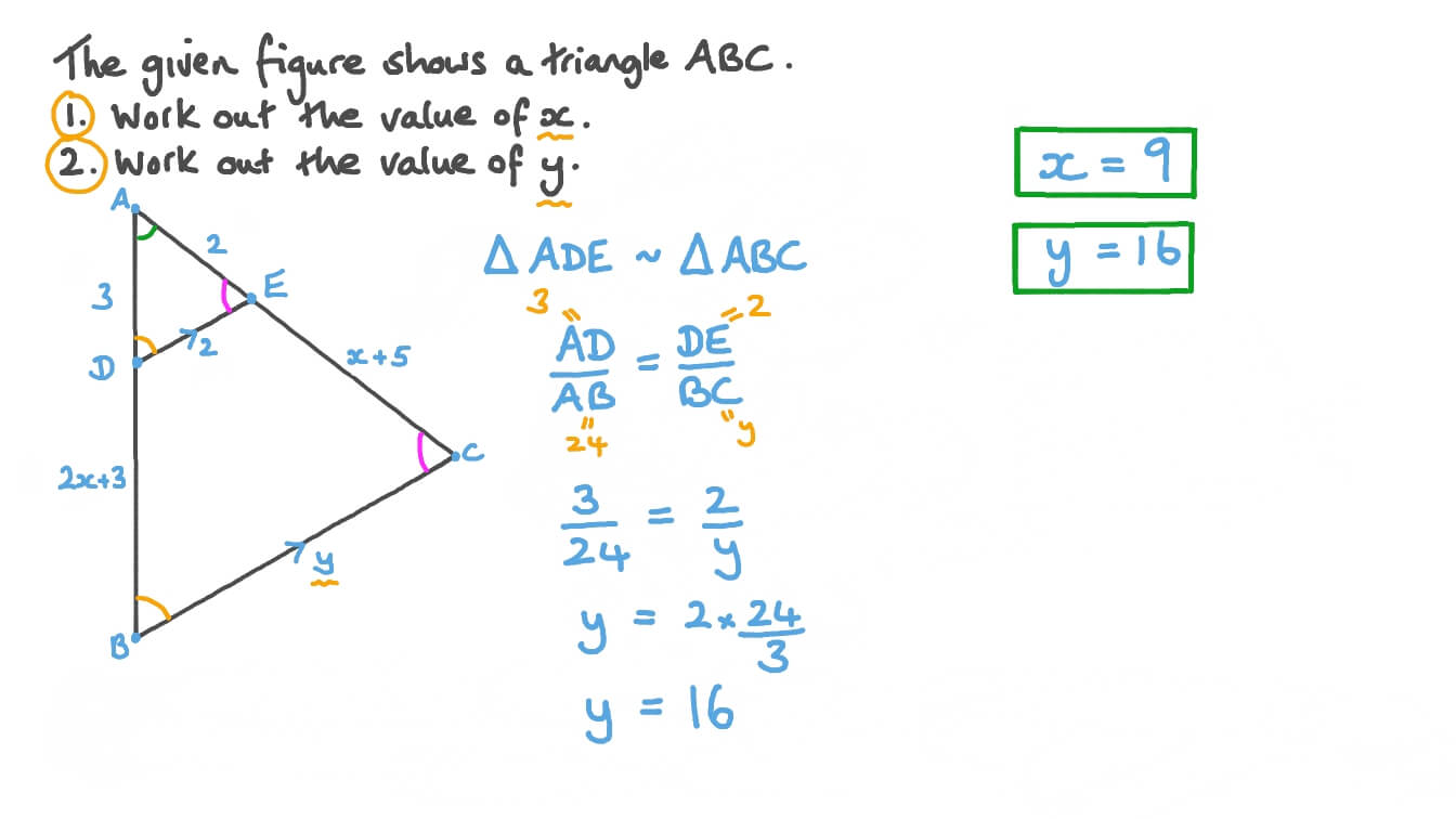 Question Video Using Properties of Similar Triangles to Solve