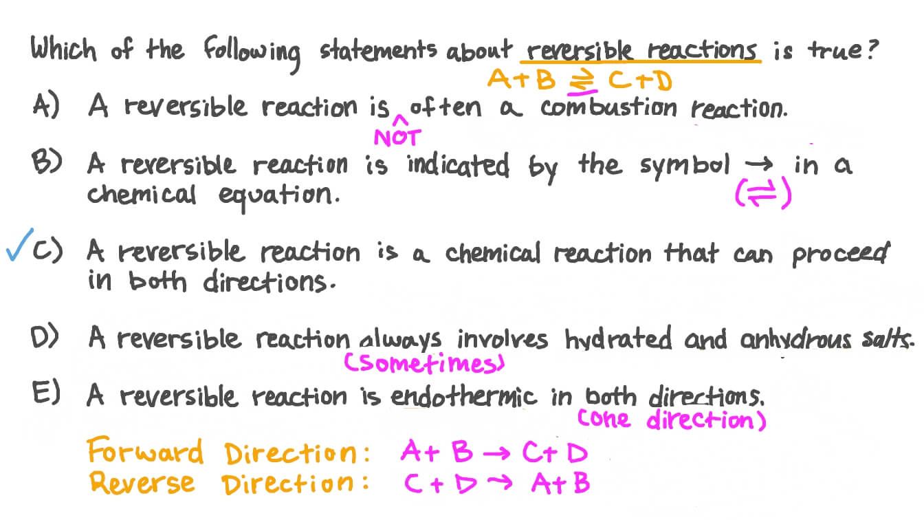 Question Video Identifying the Direction of the Reversible Reaction