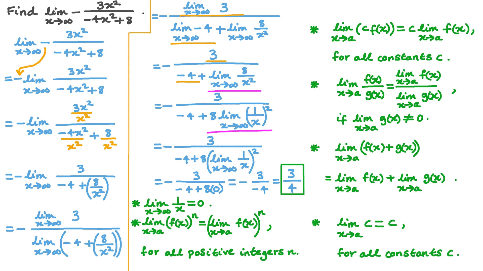 Question Video Finding the Limit of a Rational Function