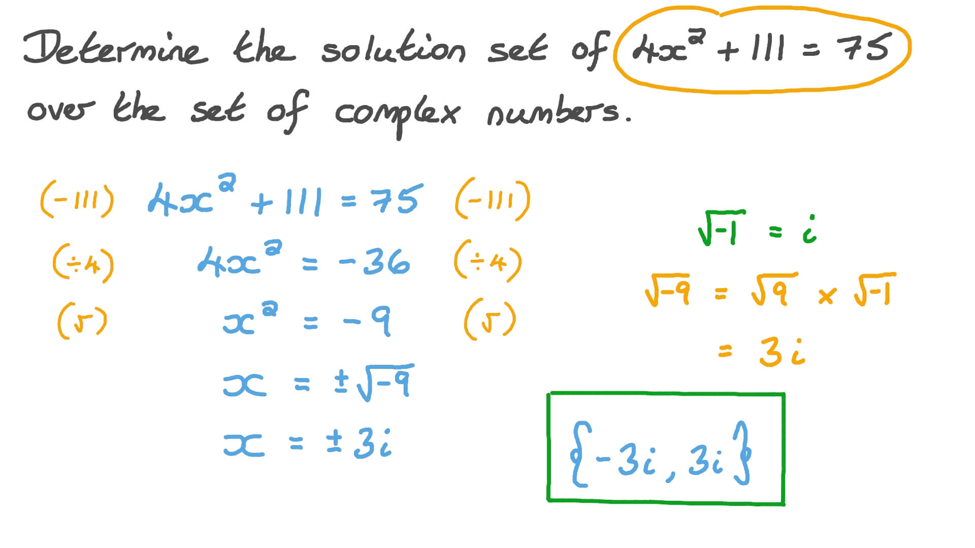 Question Video Solving Quadratic Equations over the Set of Complex
