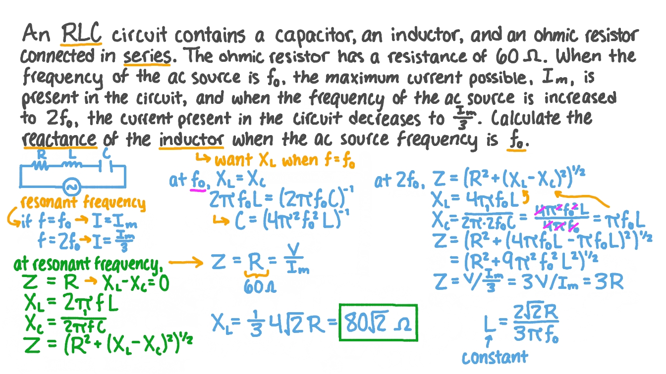 Vidéo question Calcul de la réactance inductive d’un circuit Nagwa