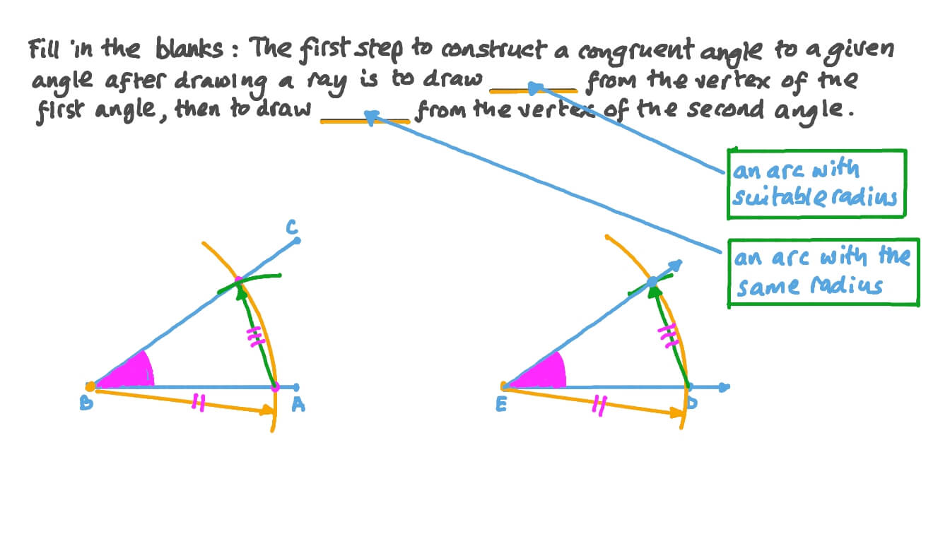 Question Video Identifying Steps in Constructing a Congruent Angle Nagwa