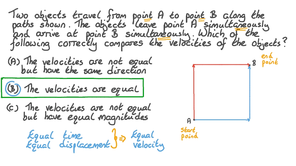 Question Video Comparing the Velocities of Two Objects with the Same