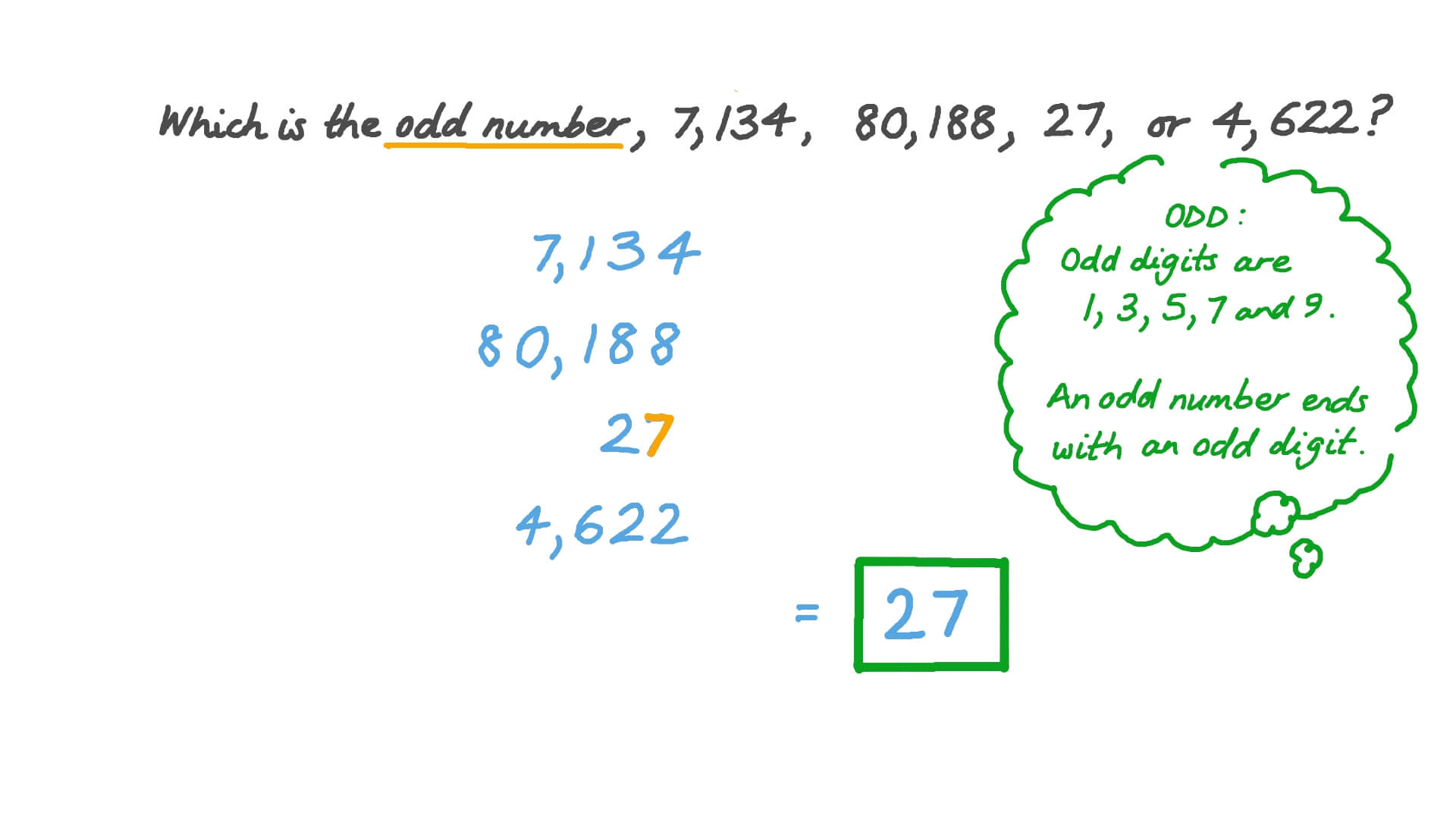 Question Video Identifying an Odd Number Using Its Properties Nagwa