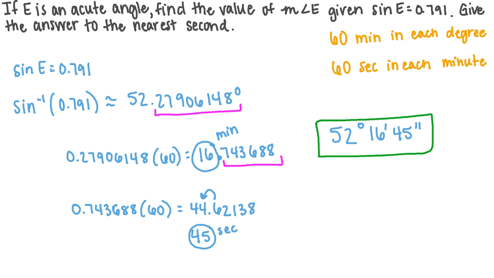 Question Video Using Inverse Trigonometric Functions to Solve