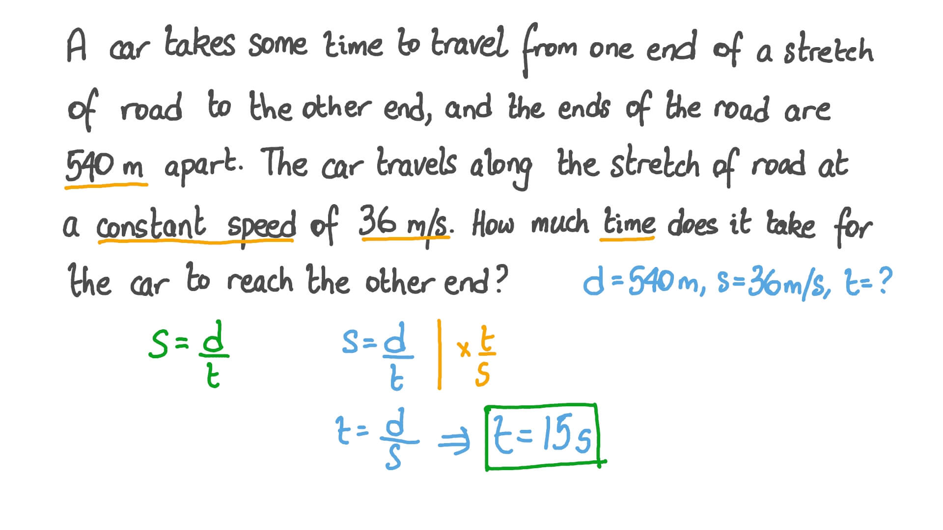 Question Video Calculating Time given Distance and Speed