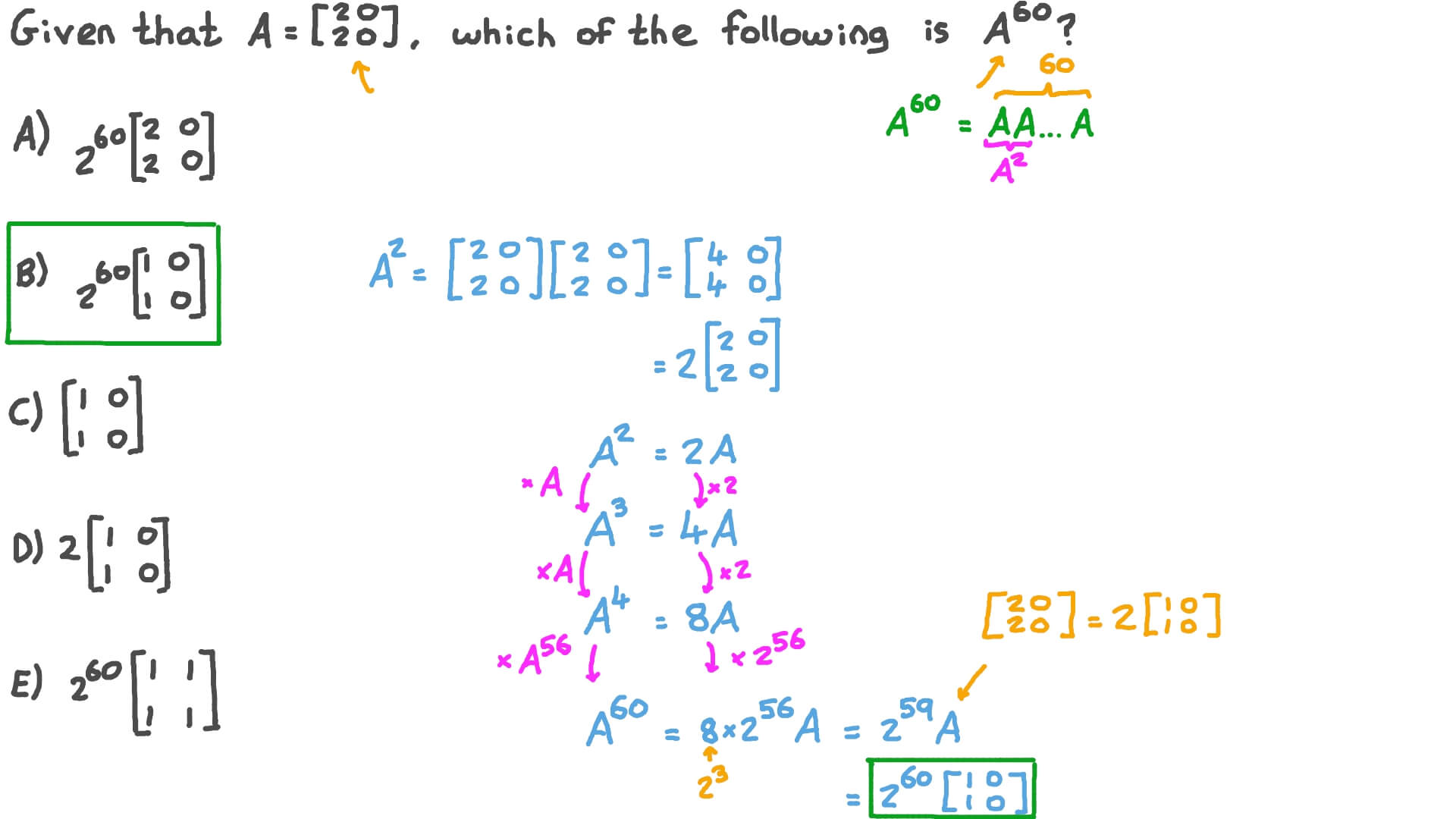 Question Video Calculating the Power of a Matrix Nagwa
