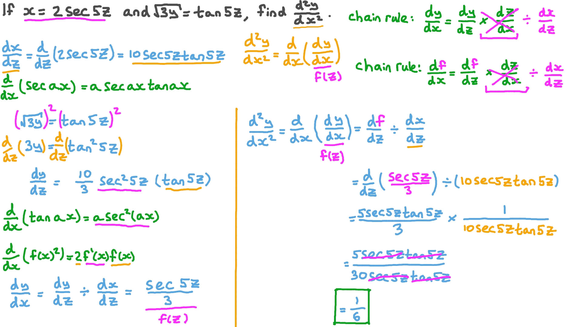 Question Video Finding the Second Derivative of a Function Defined by