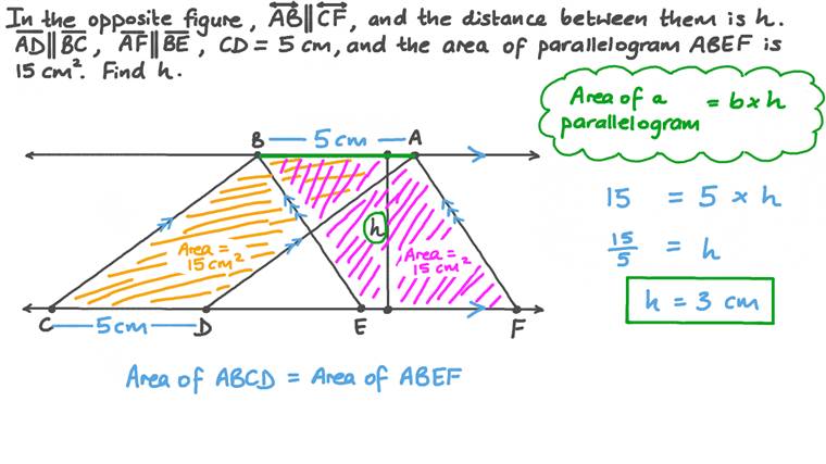 Lesson: Equality of the Areas of Two Parallelograms | Nagwa