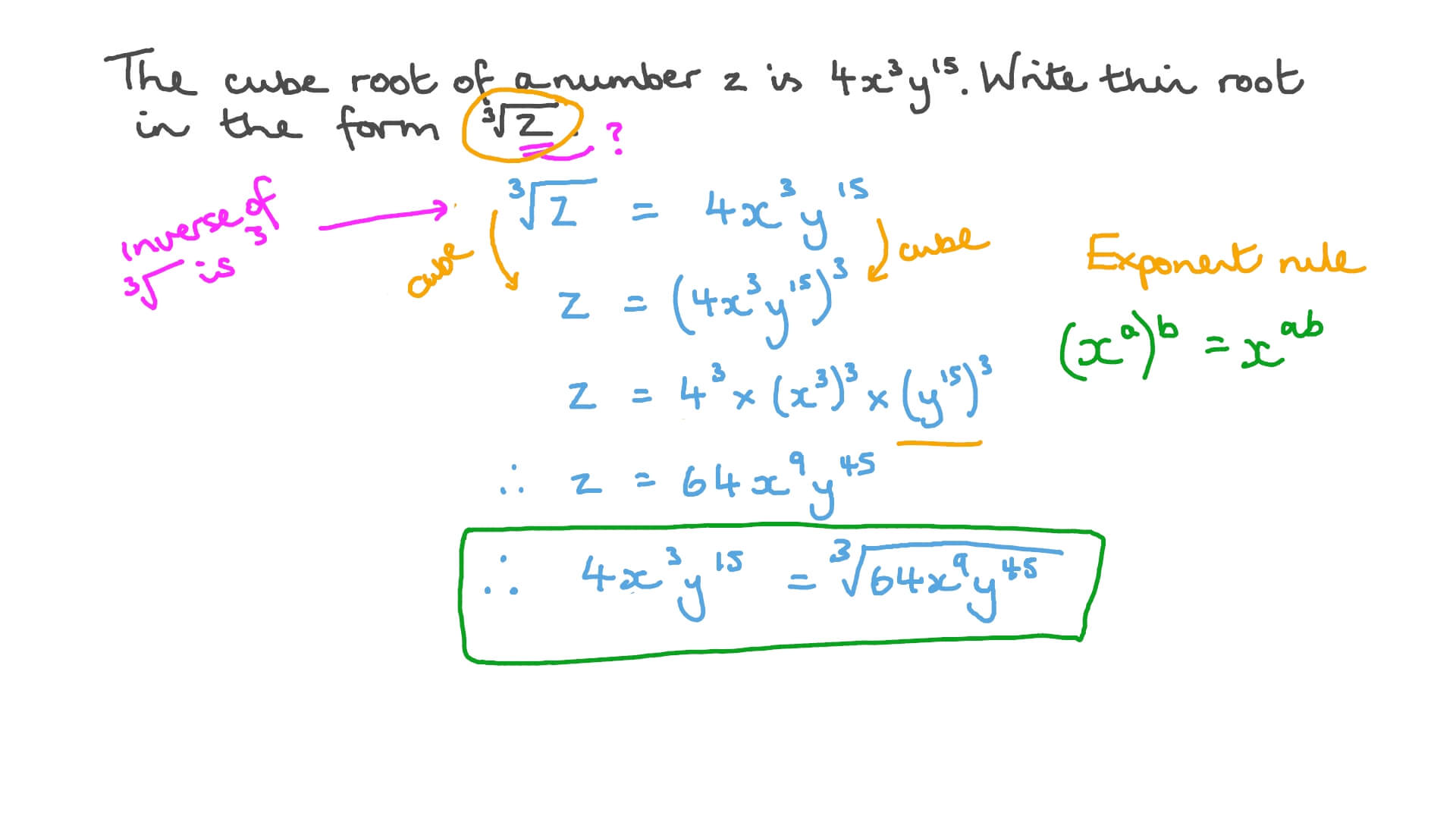 Question Video Finding an Algebraic Expression given Its Cubic Root Question Video Finding an Algebraic Expression given Its Cubic Root