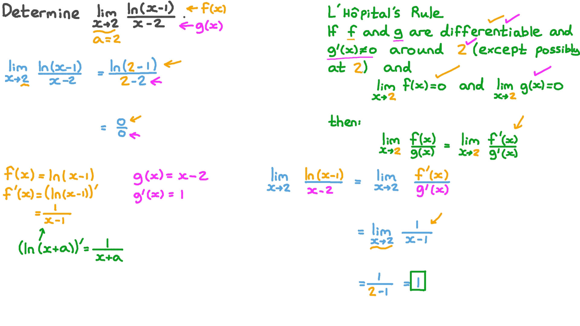 Question Video Finding the Value of a Limit Involving Logarithmic