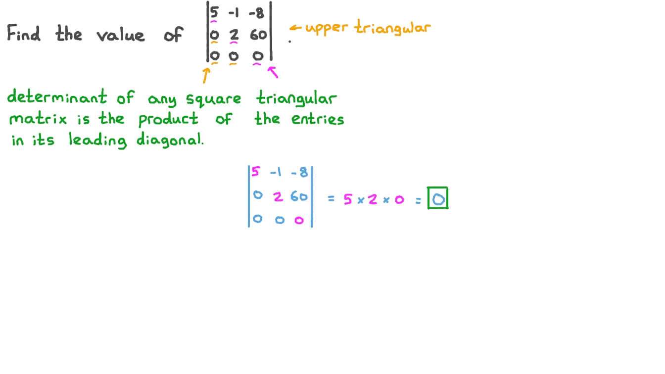 Question Video Finding the Determinant of a Matrix that Includes a Row