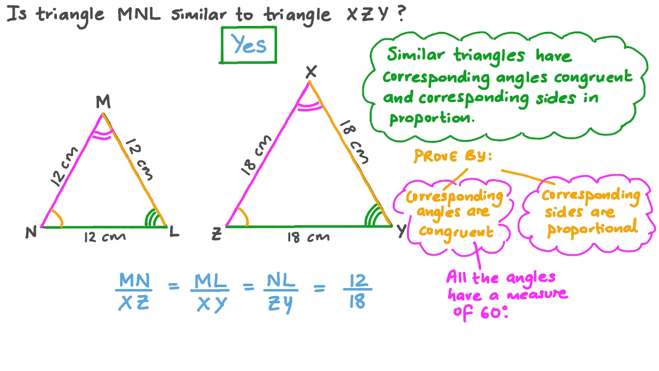 Question Video Checking Whether Two Given Triangles Are Similar or Not