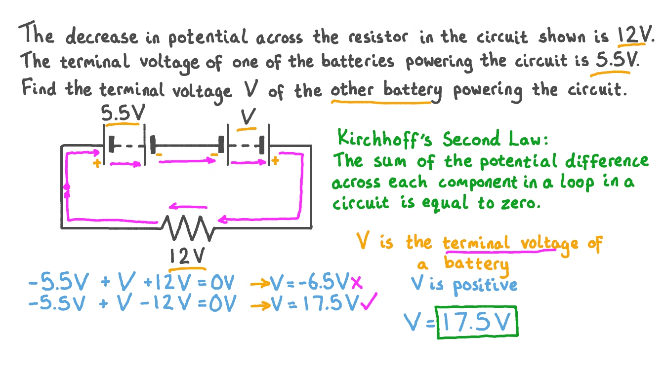 Question Video Using Kirchhoff’s Second Law to Calculate Potential