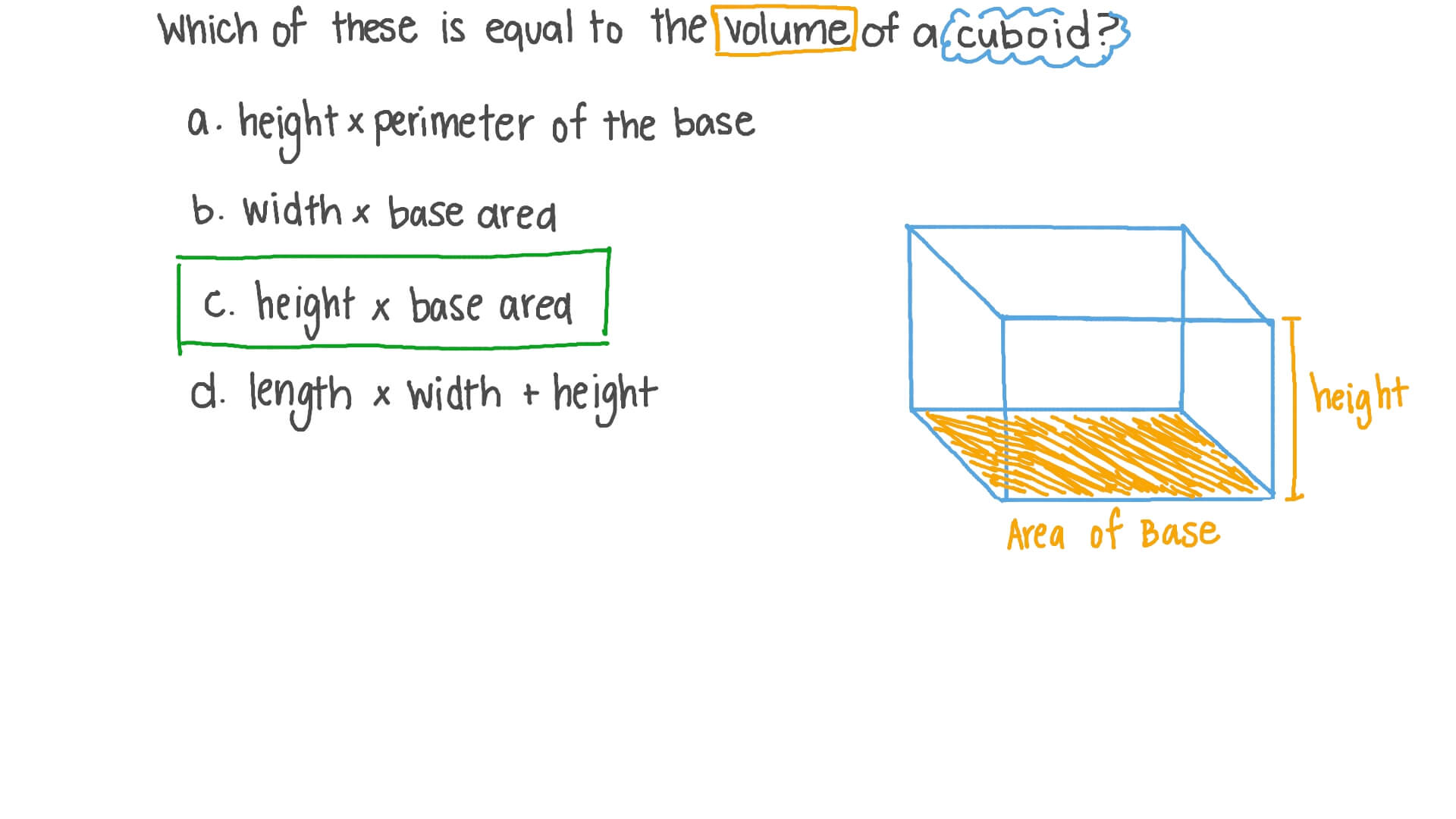 Question Video Finding the Volume of a Cuboid Nagwa