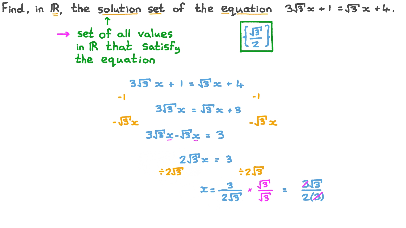 Question Video Finding the Solution Set to an Equation over the Set of