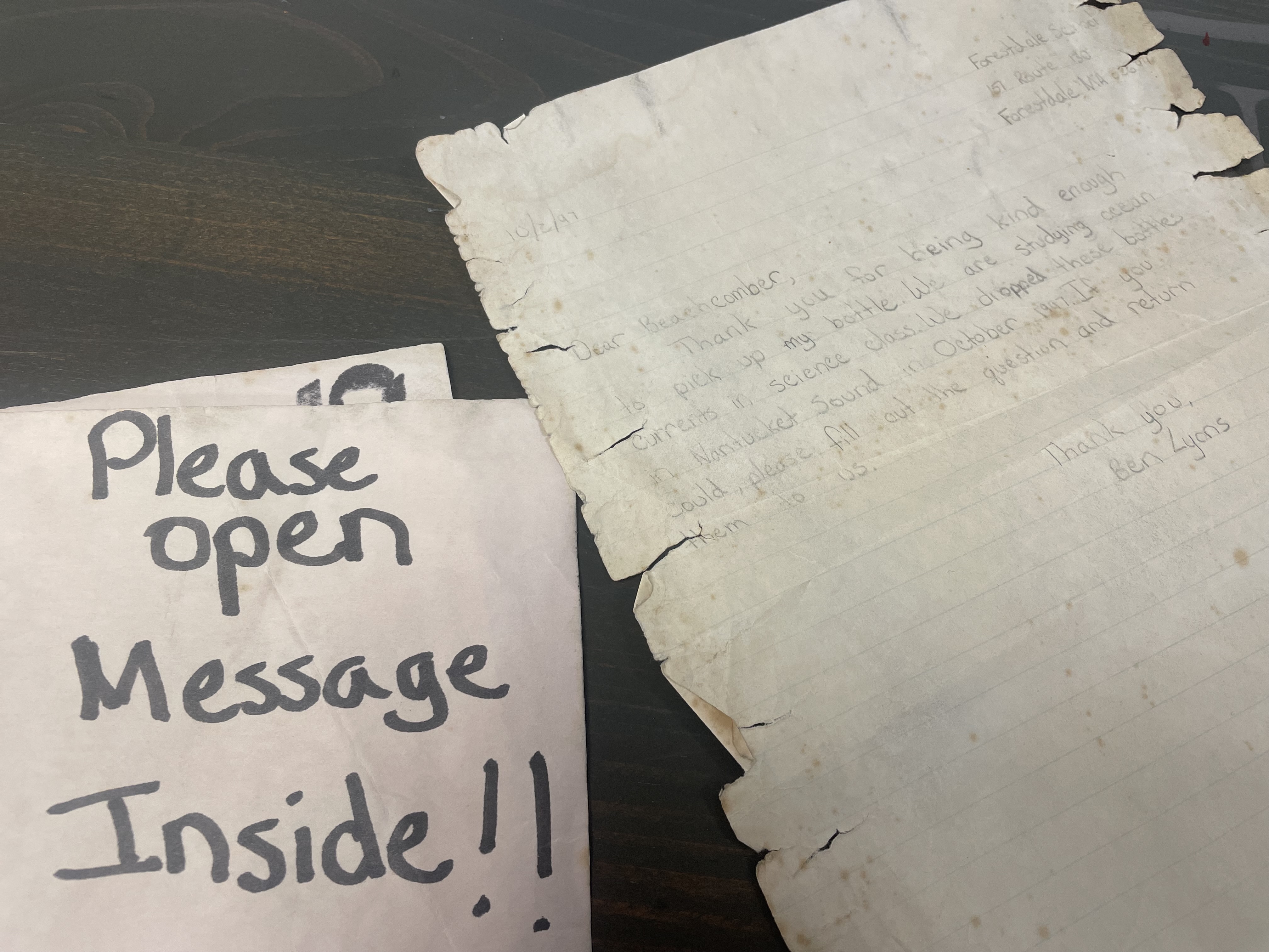 Message in a bottle written by Mass. student found in France 26 years