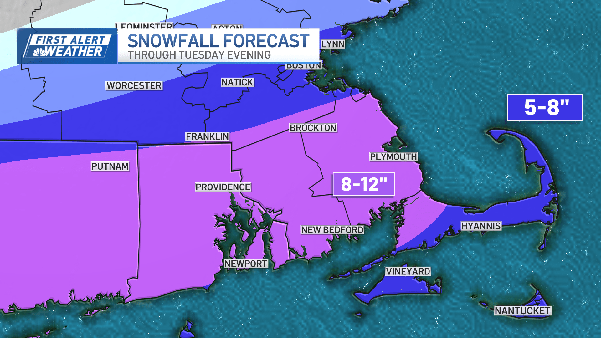 SNOW MAP How much snow will Boston get from Tuesday’s nor’easter