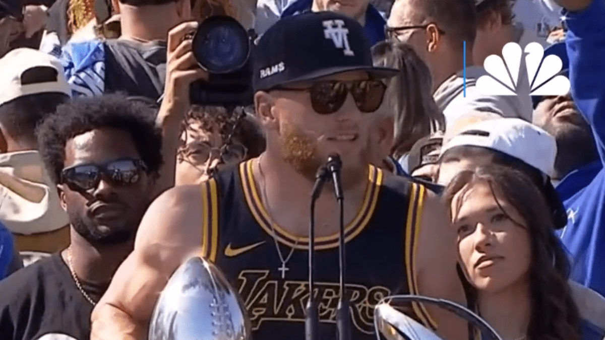 Cooper Kupp Honored Kobe Bryant at the Rams Super Bowl Victory Rally