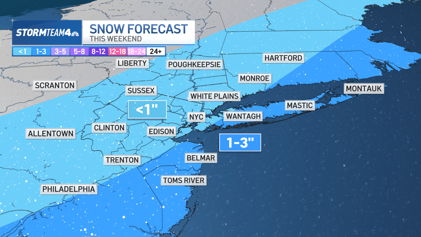 Probability of widespread measurable snow potential in tri-state Sunday evening