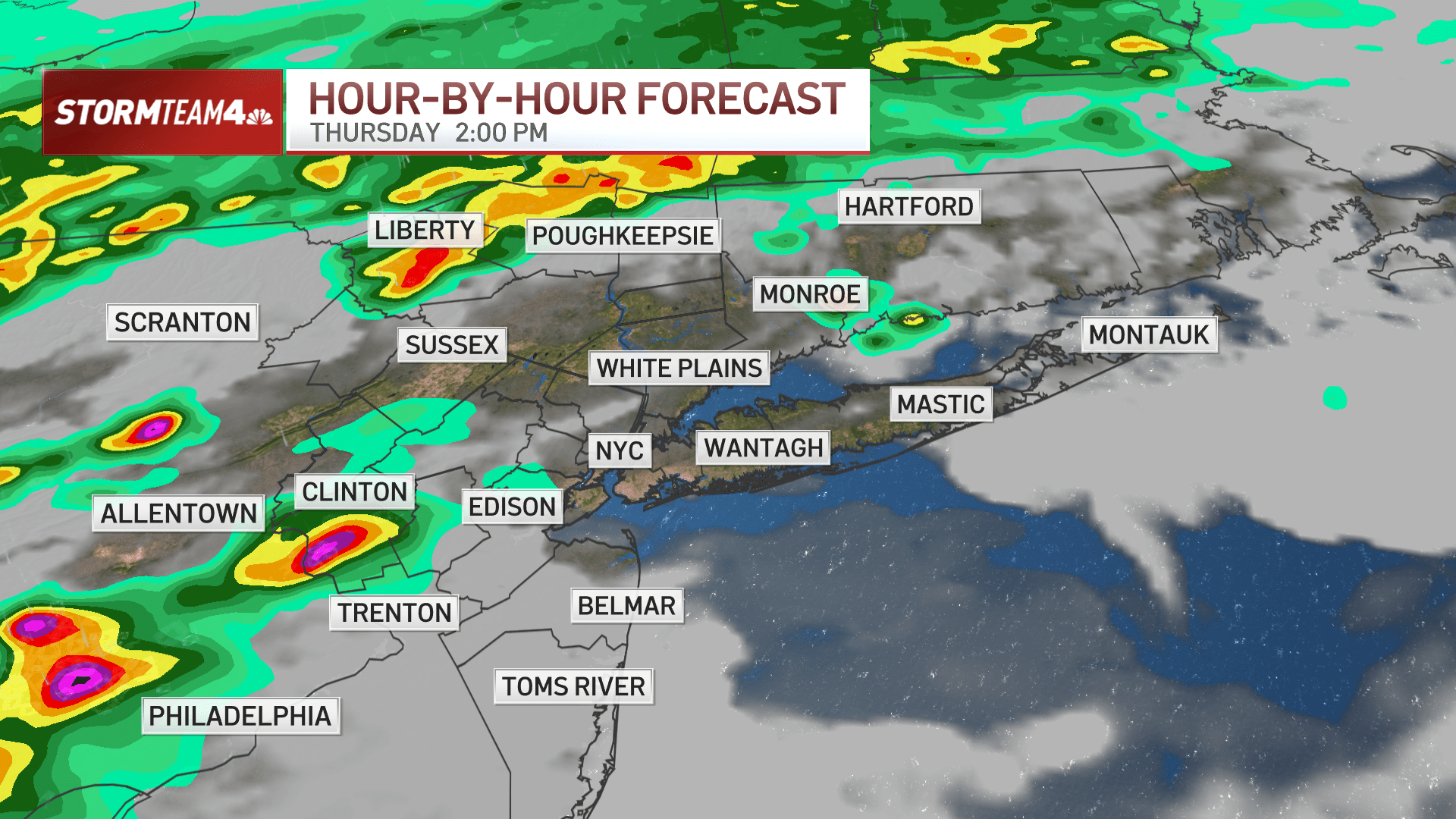 Flood watch NYC, NJ expect storms. See hourly weather radar NBC New York(04)