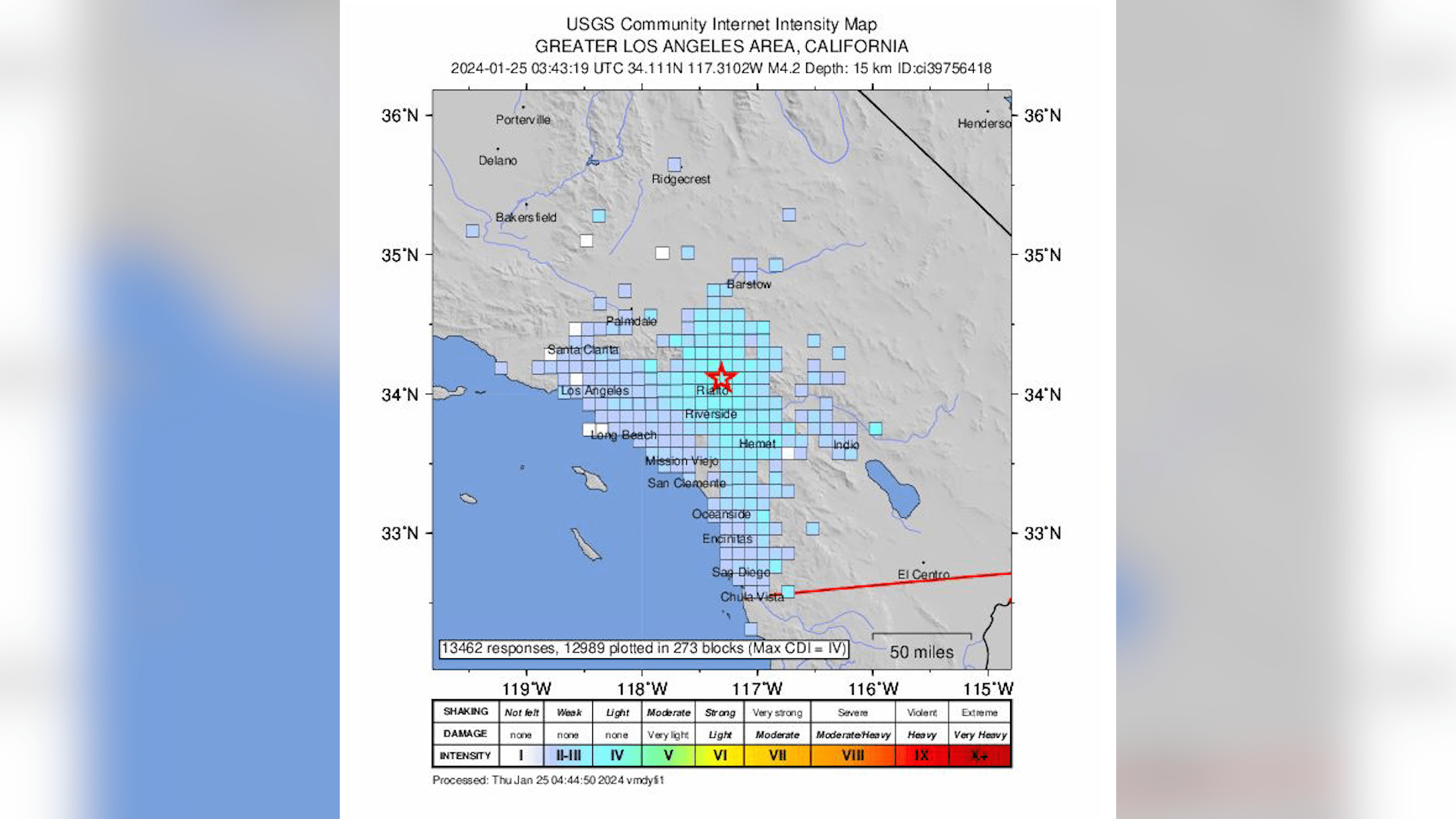 Earthquake felt in San Diego County Preliminary 4.2magnitude