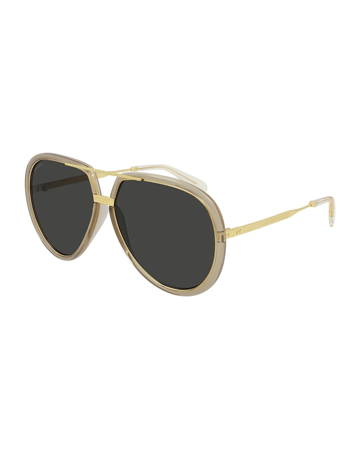 Gucci Men's BrowBar Acetate/Metal Aviator Sunglasses Neiman Marcus