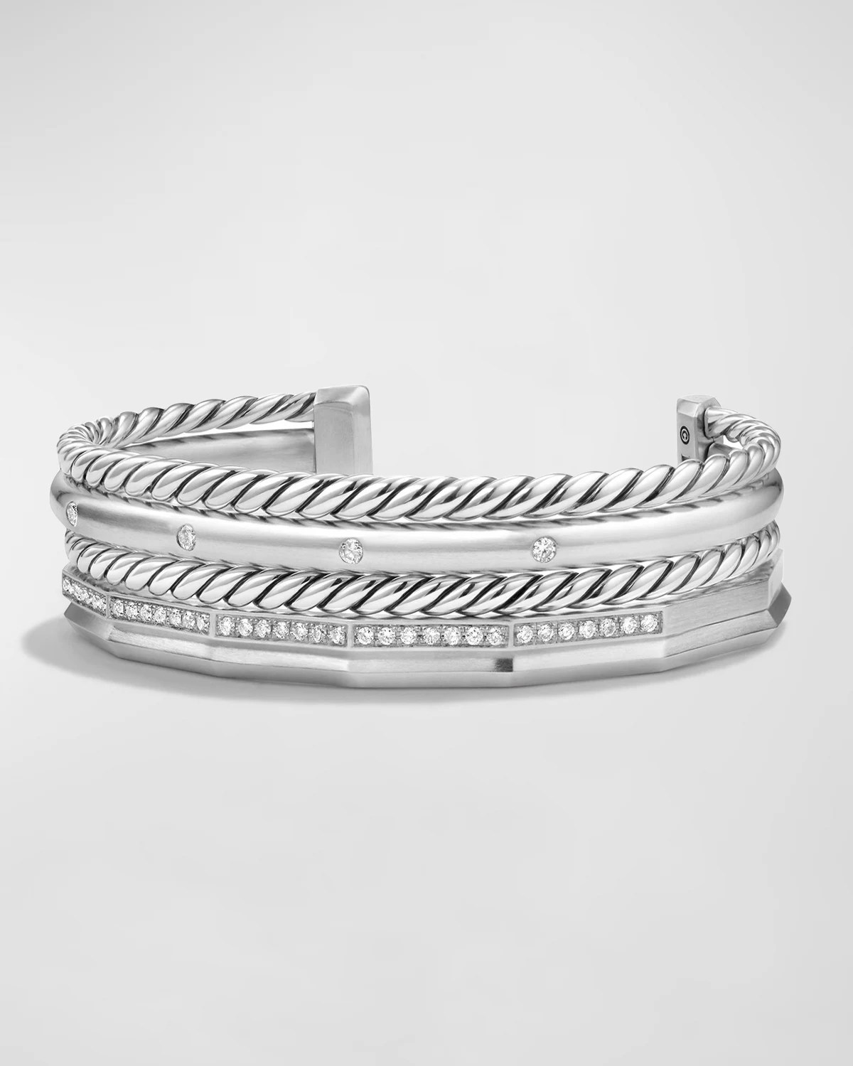 David Yurman Stax Wide Cuff Bracelet with Diamonds Neiman Marcus