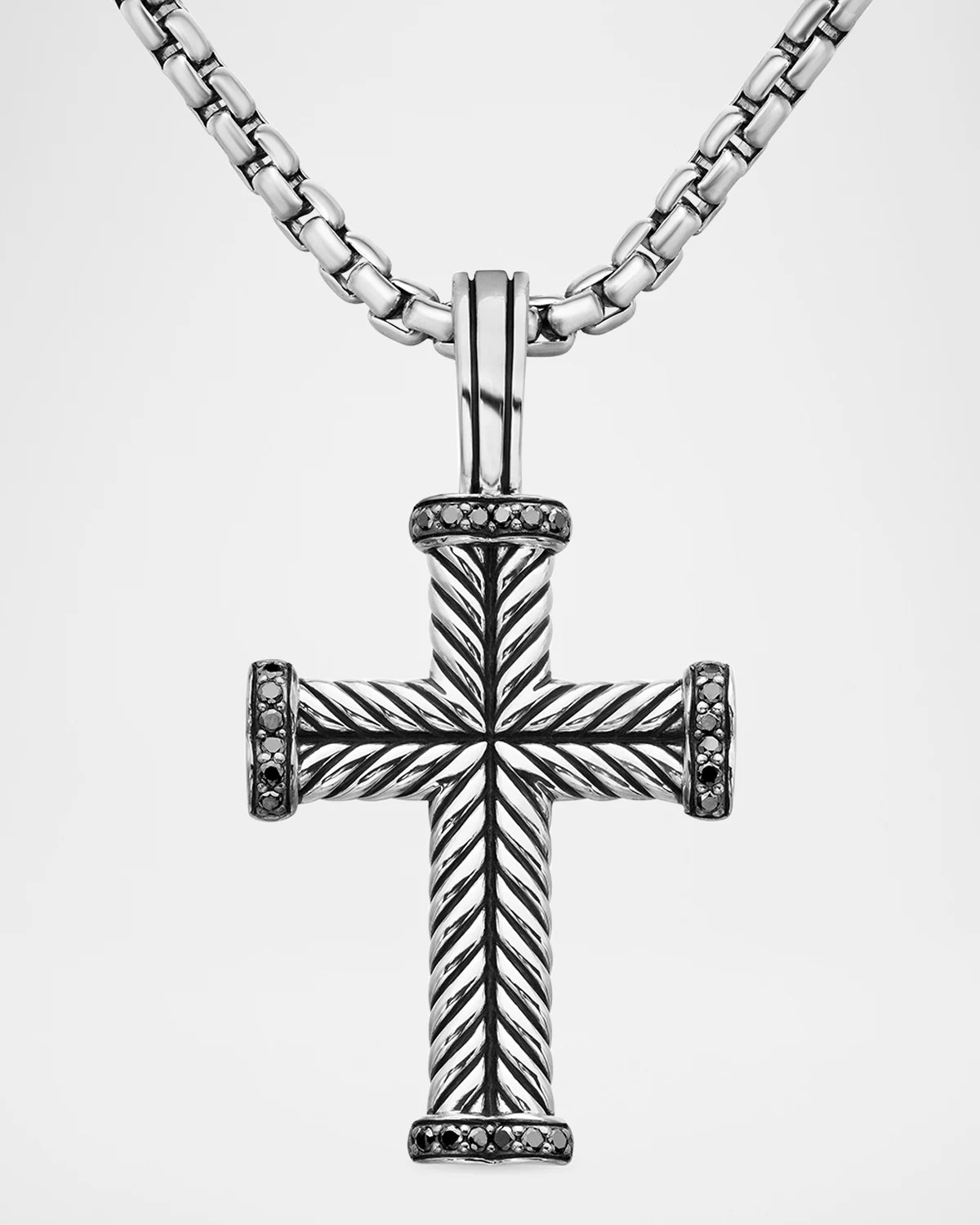 David Yurman Men's Carbon Cross Pendant in Silver, 37mm Neiman Marcus