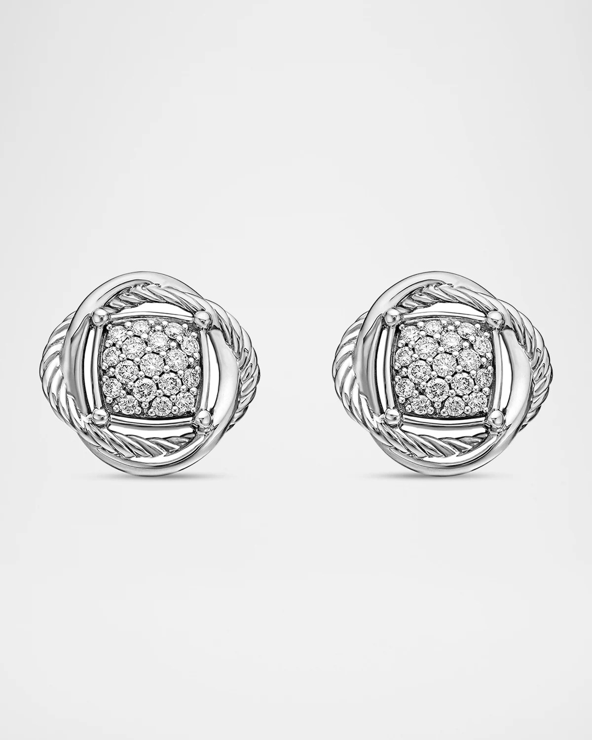 David Yurman Crossover Stud Earrings with Diamonds in 18K Gold, 9mm