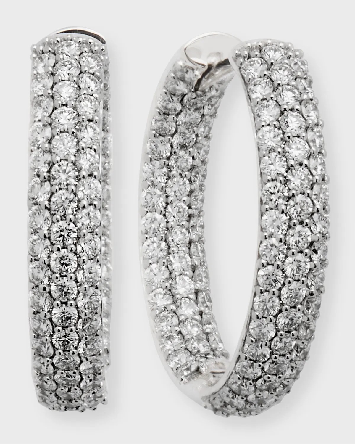 Neiman Marcus Diamonds Pave Diamond Hoop Earrings Neiman Marcus