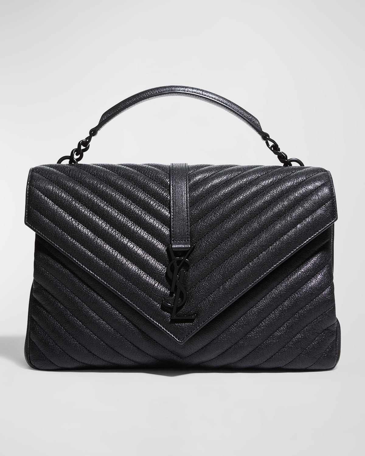 Saint Laurent College Large Quilted Leather VFlap Shoulder Bag
