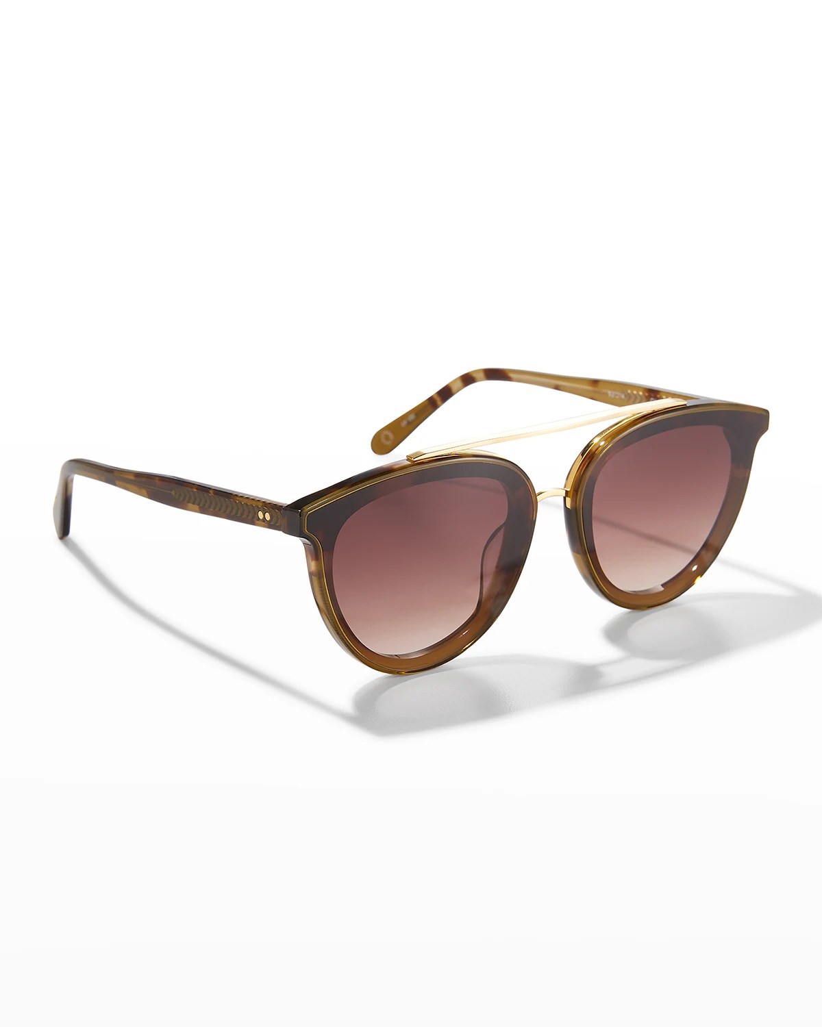 KREWE Clio Oval Acetate Sunglasses w/ Overlay Nylon Lenses Neiman Marcus