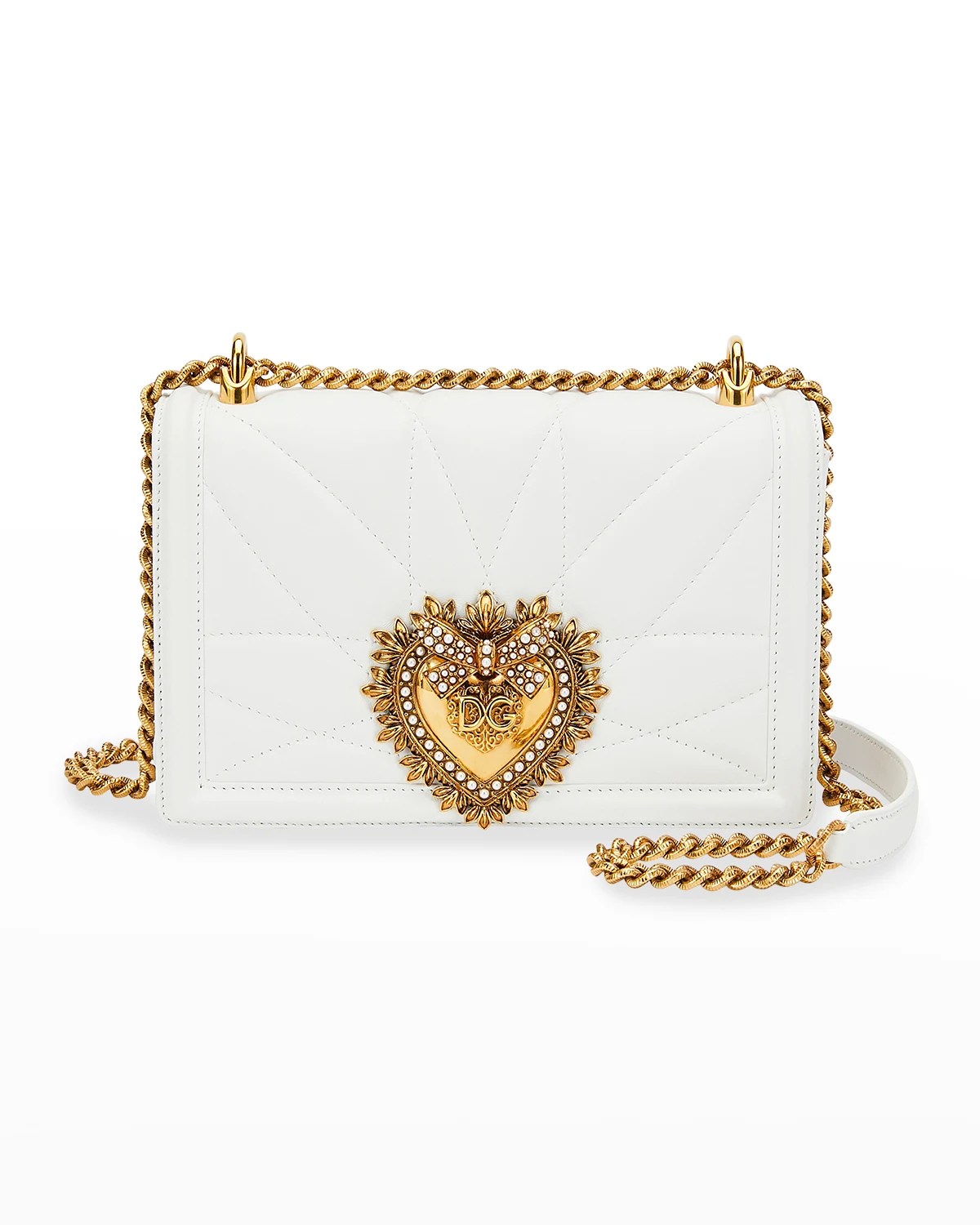 Dolce&Gabbana Devotion Medium Quilted Metallic Chain Shoulder Bag