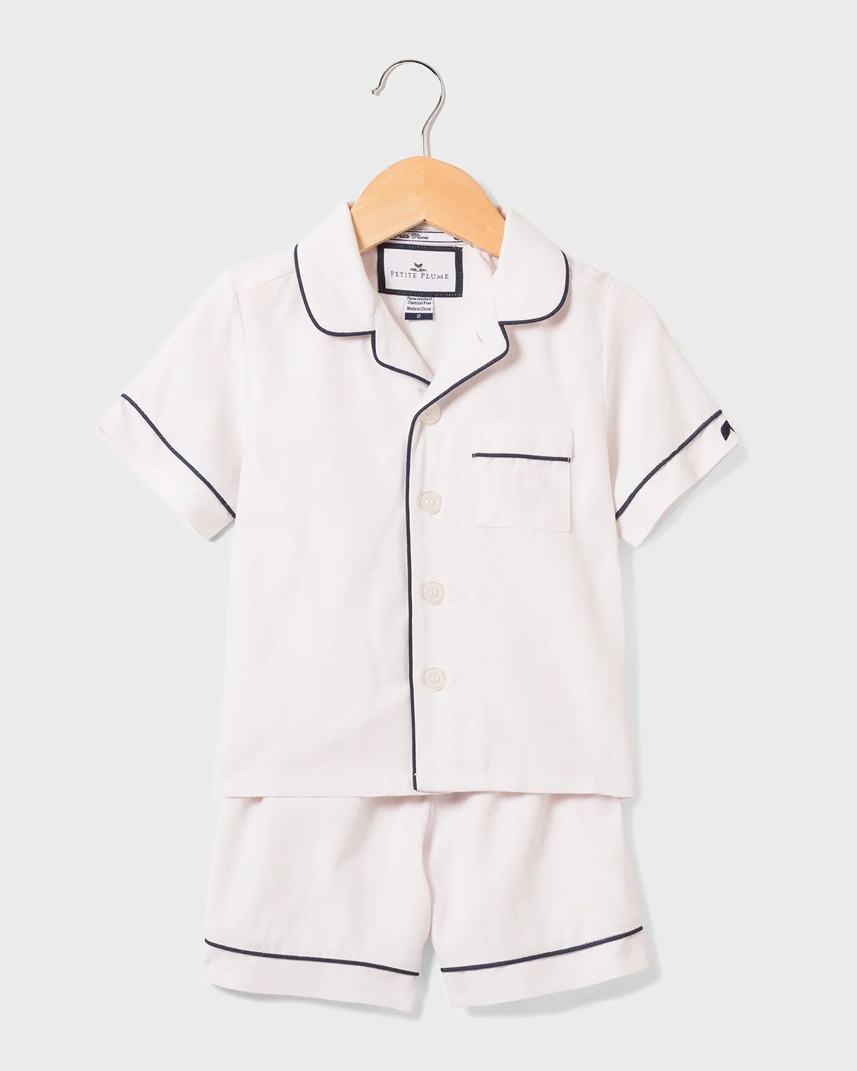 Petite Plume Solid Pajama Set w/ Contrast Piping, Size 6M14 Neiman